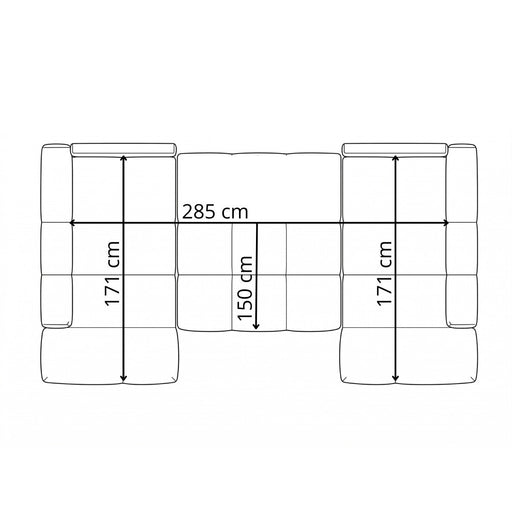 Coltar U Extensibil Luna, 6 Locuri, Onyx 2 Pearl, 330 Cm