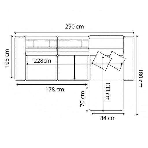 Coltar Extensibil Cu Insula Sorrento, Interschimbabil Stanga/Dreapta, Anthology 18, 290 Cm