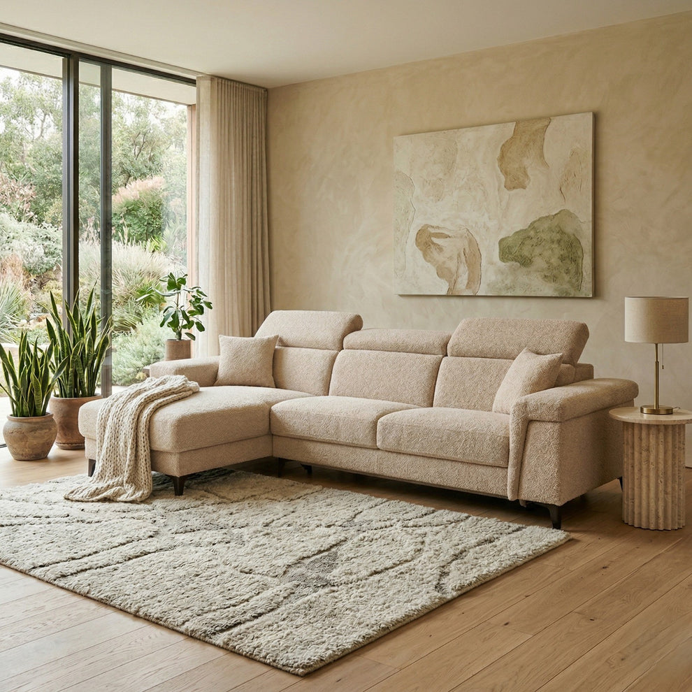 Coltar Extensibil Cu Insula Sorrento, Interschimbabil Stanga/Dreapta, Angolo Anthology Sand, 290 Cm