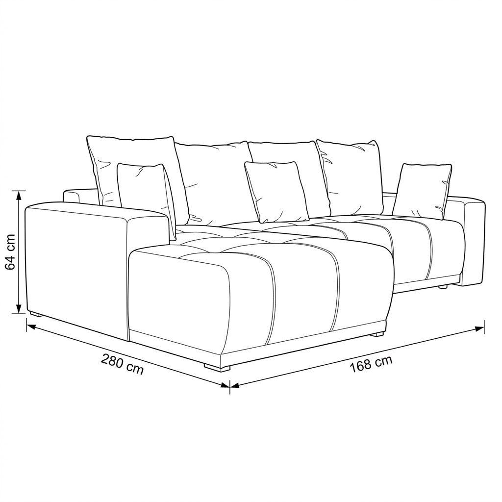 Coltar Cu Insula Dreapta Green, 5 Locuri, Lada Depozitare, Voltera Brique, 280 Cm