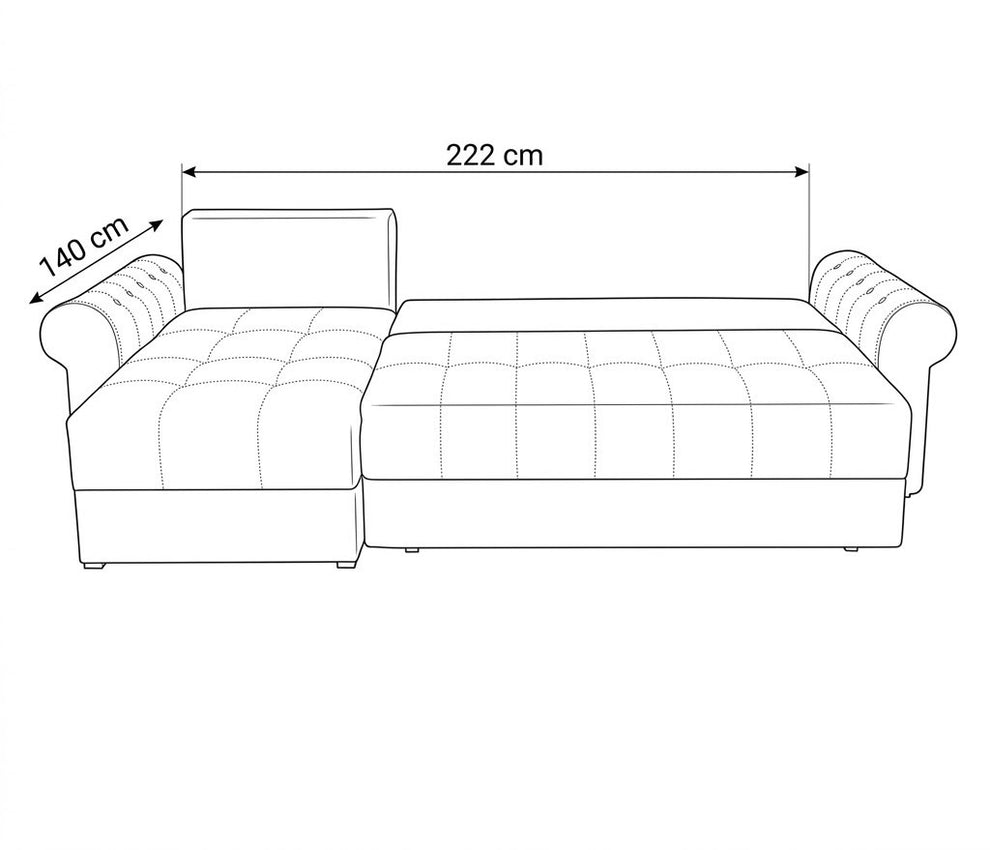 Coltar Extensibil Stanga Trendy, 5 Locuri, Lada Depozitare, Bej, 275 Cm