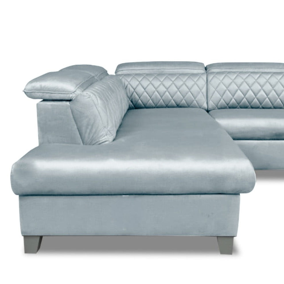 Coltar Extensibil Cu Otoman Stanga Tiago, 5 Locuri, Tetiere Reglabile, Gri, 255 Cm
