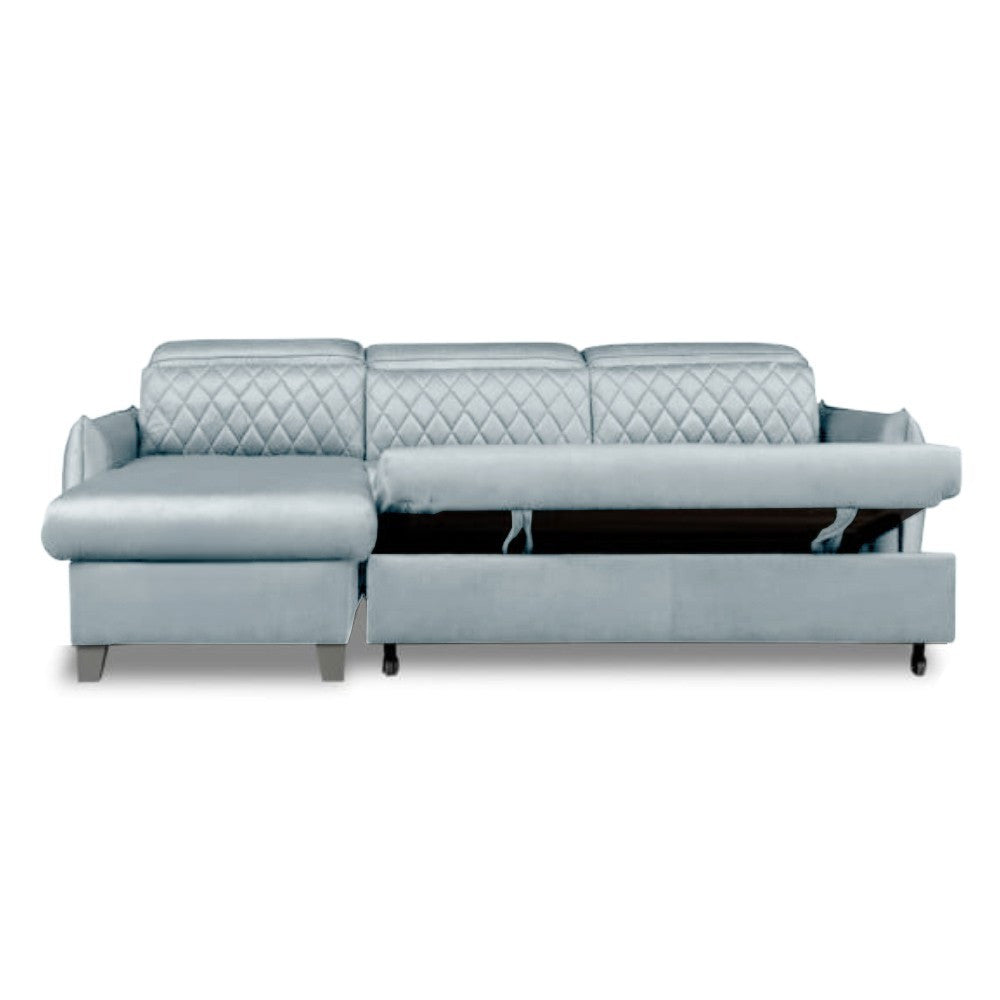 Coltar Extensibil Cu Insula Stanga Tiago, 5 Locuri, Tetiere Reglabile, Gri, 243 Cm