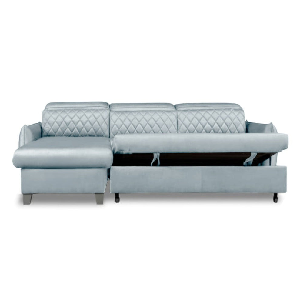 Coltar Extensibil Cu Insula Stanga Tiago, 5 Locuri, Tetiere Reglabile, Gri, 243 Cm