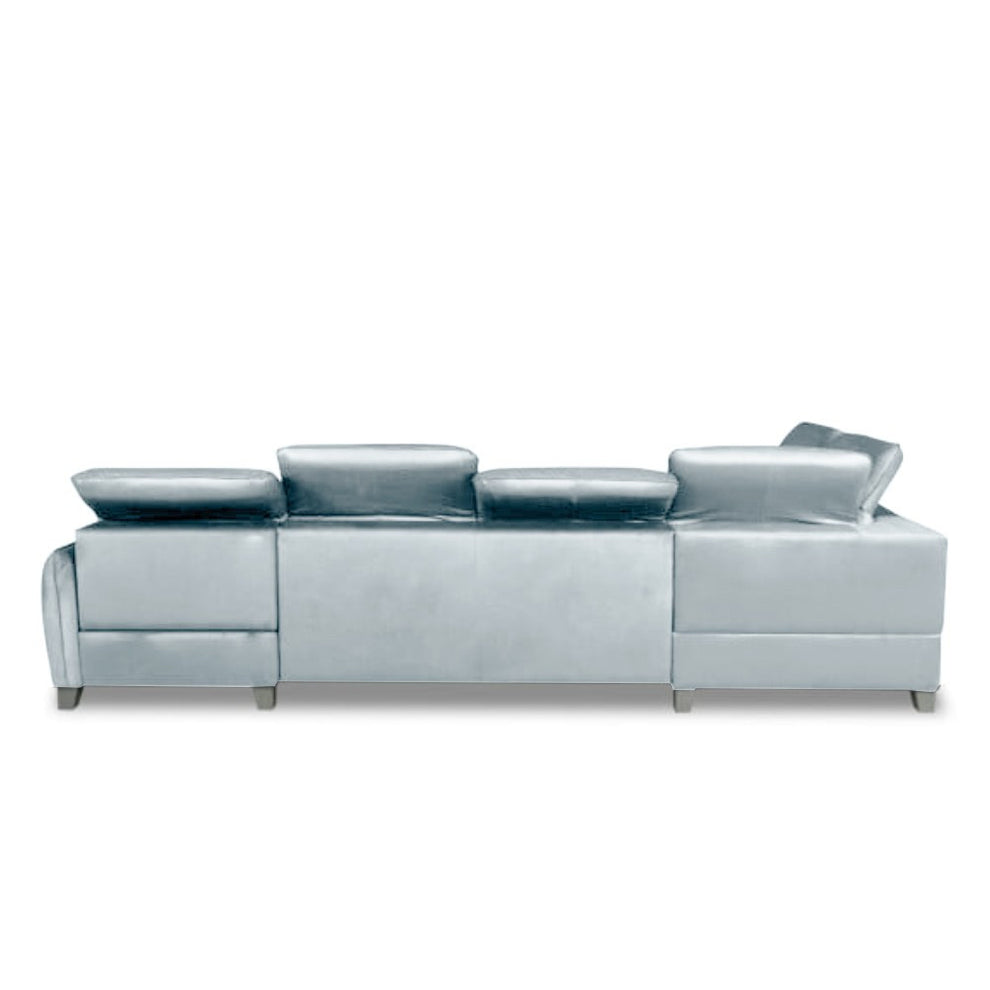 Coltar U Extensibil Cu Lada Tiago, Stanga, 6 Locuri, Tetiere Reglabile, Gri, 330 Cm