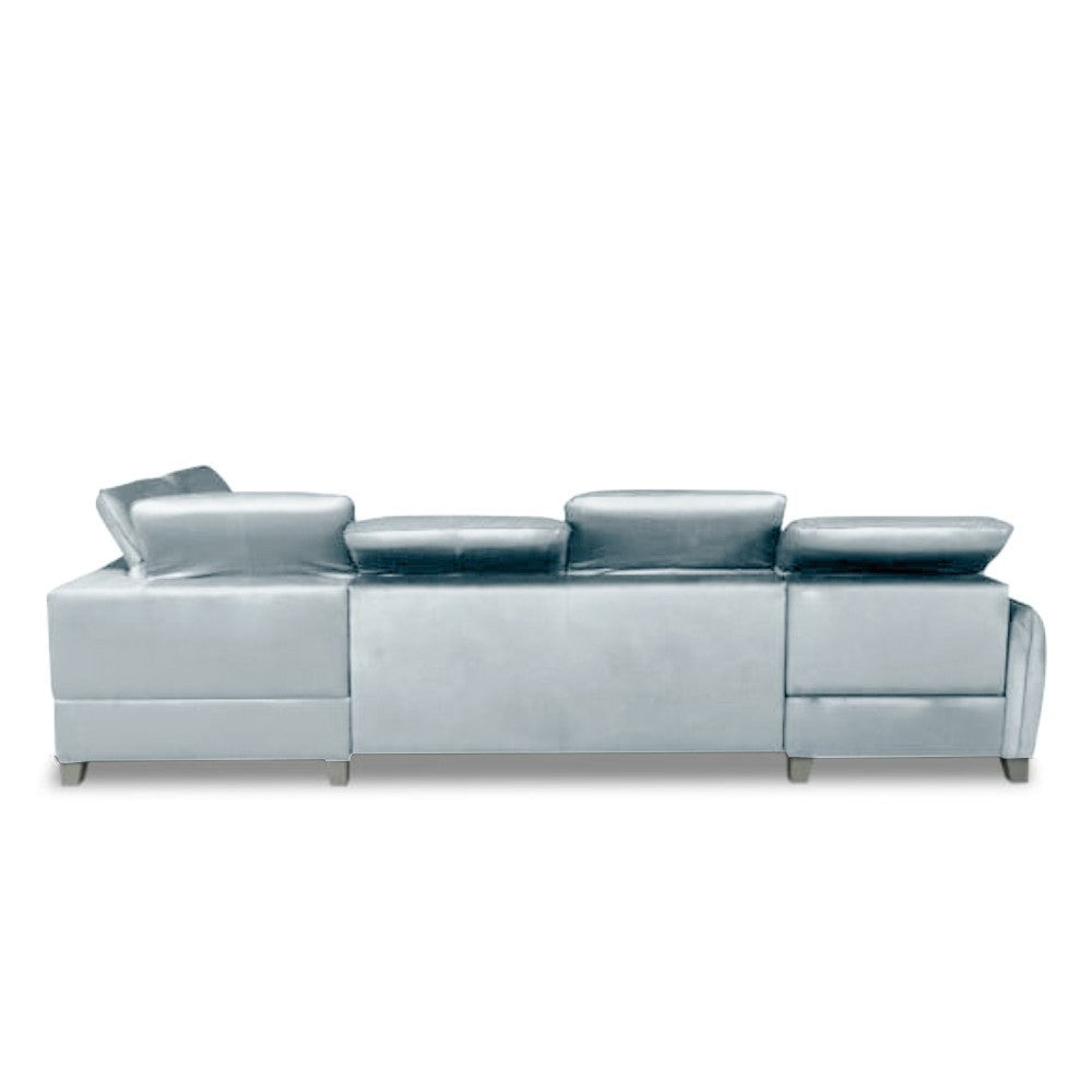 Coltar U Extensibil Cu Lada Tiago, Dreapta, 6 Locuri, Tetiere Reglabile, Gri 330 Cm