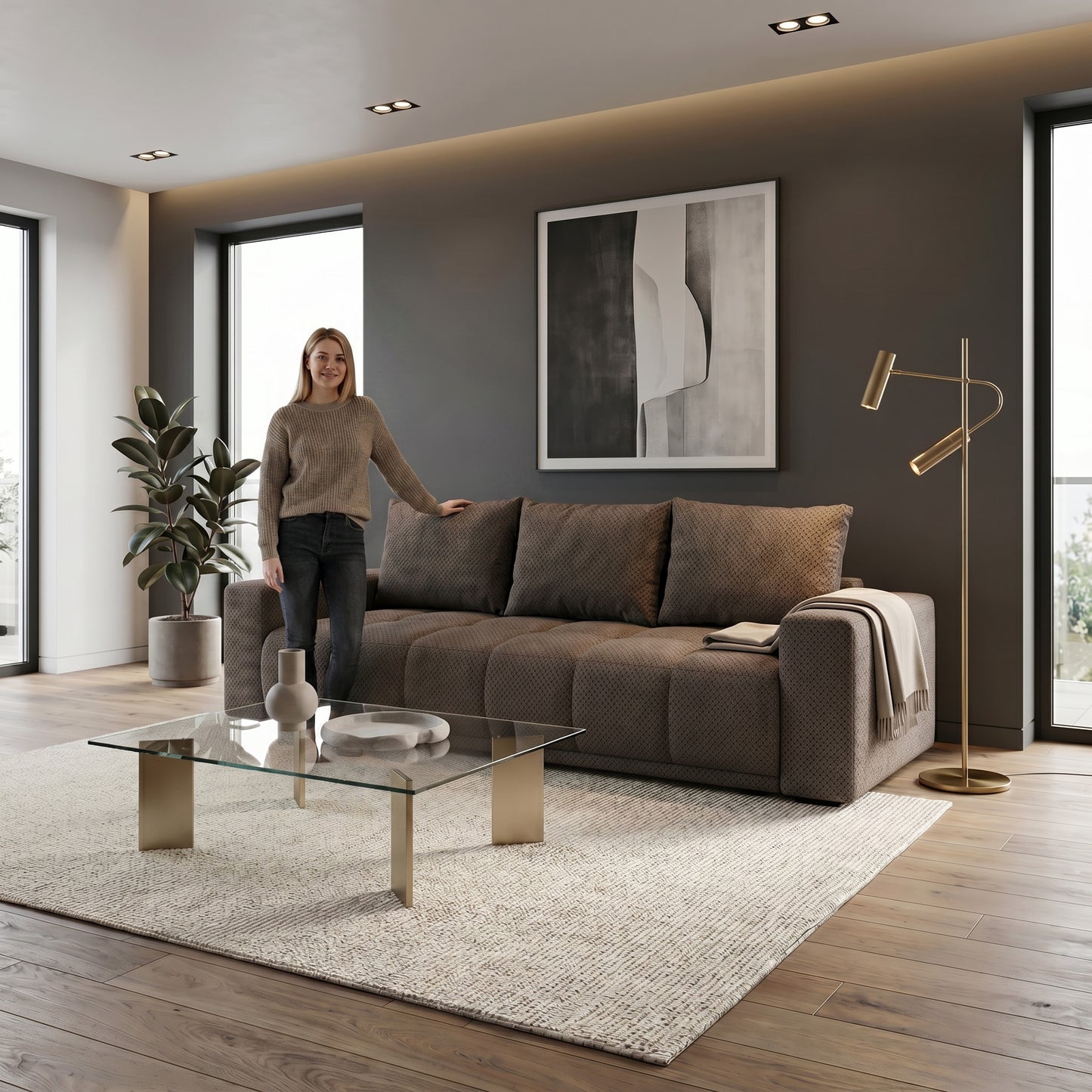 Canapea Extensibila Green, 3 locuri, Lada Depozitare, Dot 28, 240 Cm