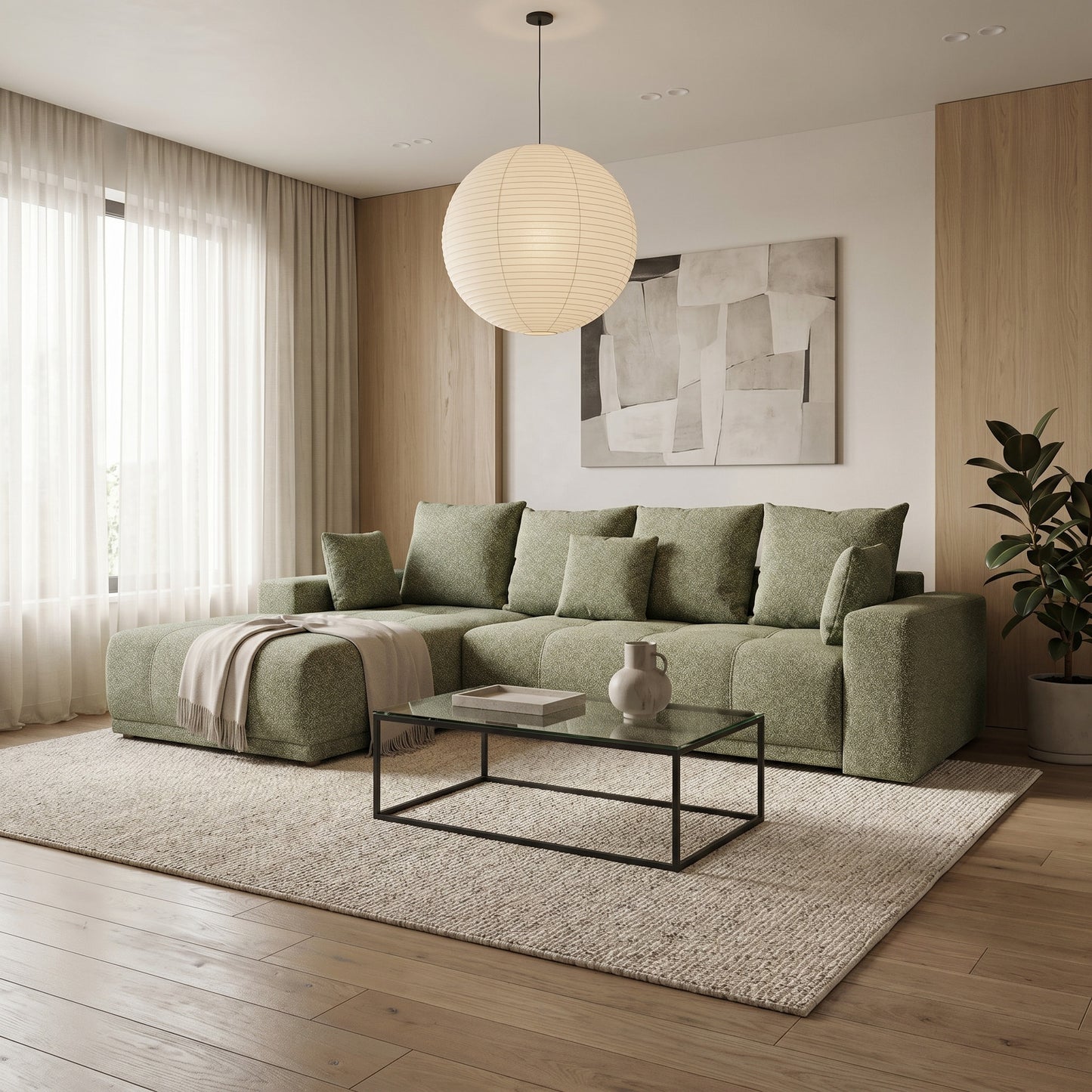 Coltar Cu Insula Dreapta Green, 5 Locuri, Lada Depozitare, Arte 09B, 280 Cm