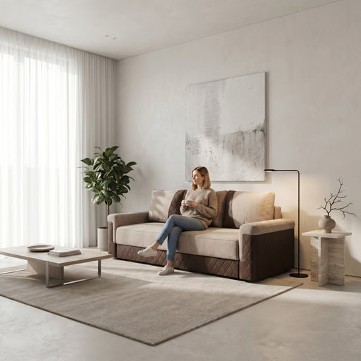 Canapea Extensibila Torino Lift Cu Lada Maro, 233 x 72 x 92 Cm