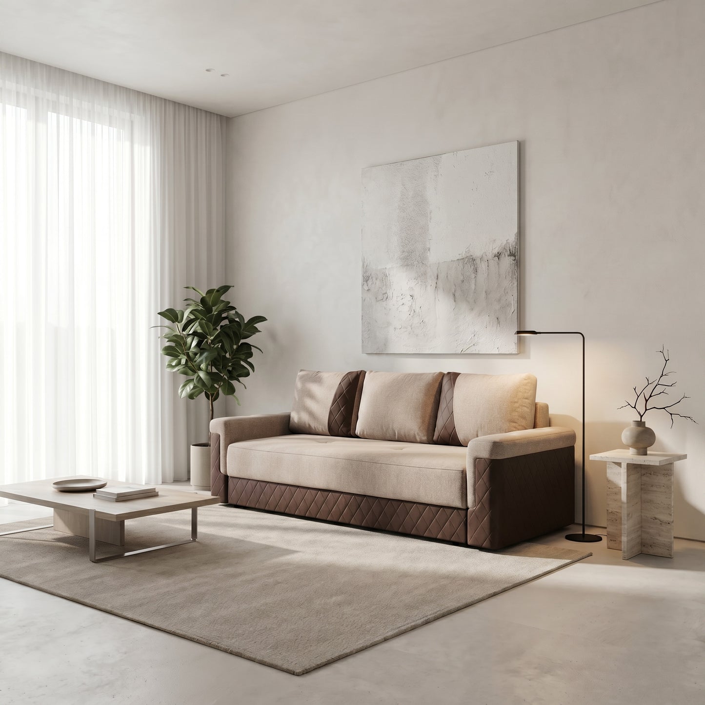 Canapea Extensibila Torino Lift Cu Lada Maro, 233 x 72 x 92 Cm