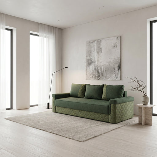 Canapea Extensibila Torino Lift Cu Lada Depozitare, Verde, 233 x 72 x 92 Cm