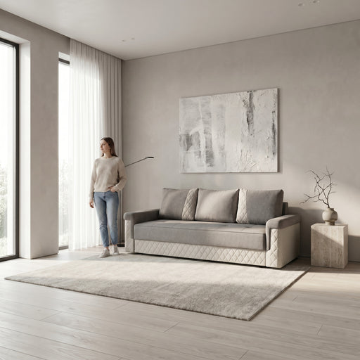Canapea Extensibila Torino Lift Cu Lada Gri, 233 x 92 Cm