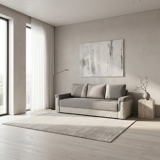 Canapea Extensibila Torino Lift Cu Lada Gri, 233 x 92 Cm