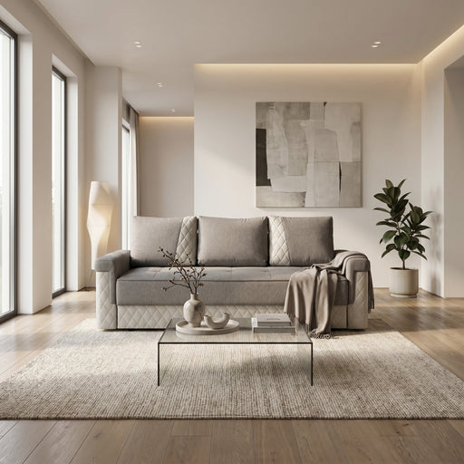 Canapea Extensibila Torino Lift Cu Lada Gri, 233 x 92 Cm