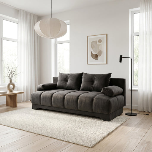 Canapea Extensibila Dali, 3 Locuri, Lada Depozitare, Gri Inchis, 210 Cm