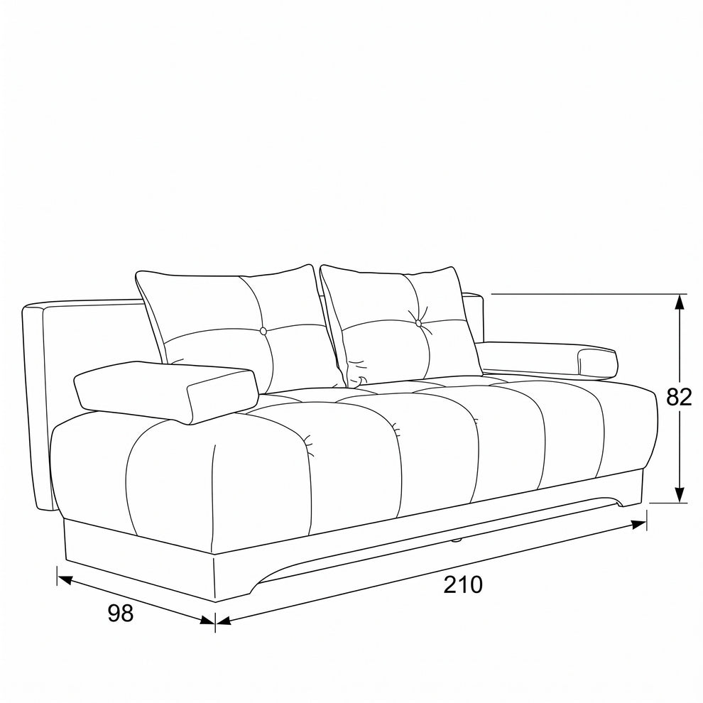 Canapea Extensibila Dali, 3 Locuri, Lada Depozitare, Gri Inchis, 210 Cm