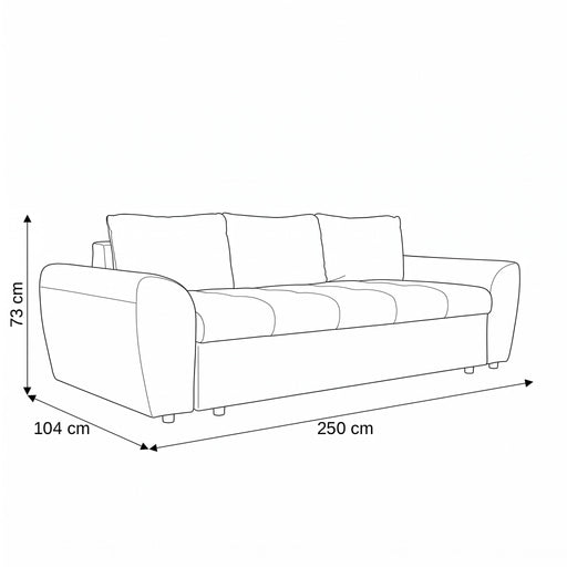 Canapea Extensibila Lorena Lux, 3 Locuri, Spatiu Depozitare, Gri, 250 Cm