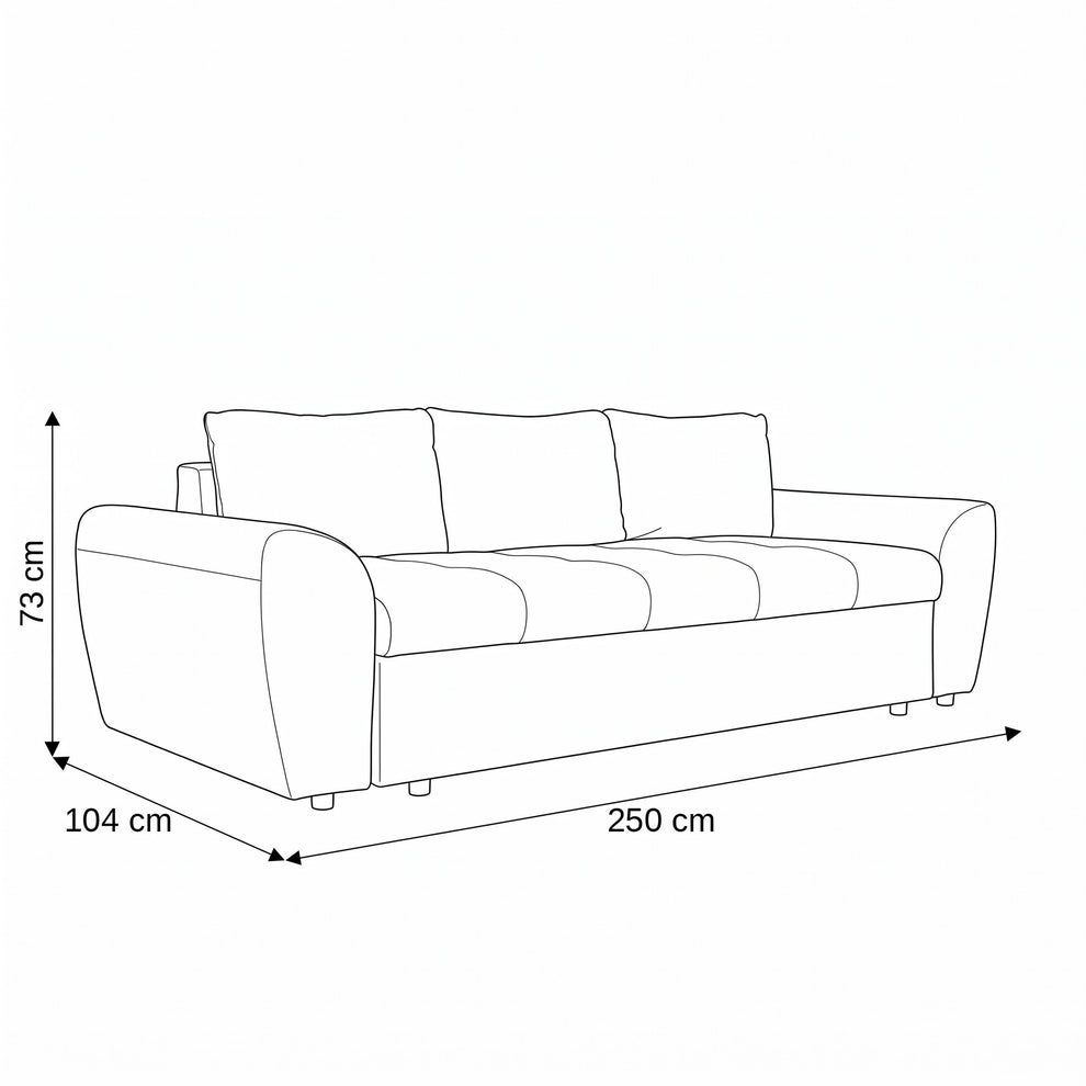 Canapea Extensibila Lorena Lux, 3 Locuri, Spatiu Depozitare, Gri, 250 Cm