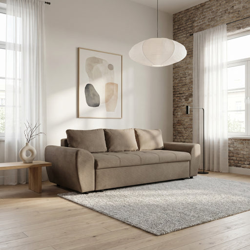 Canapea Extensibila Lorena Lux, 3 Locuri, Spatiu Depozitare, Maro, 250 Cm