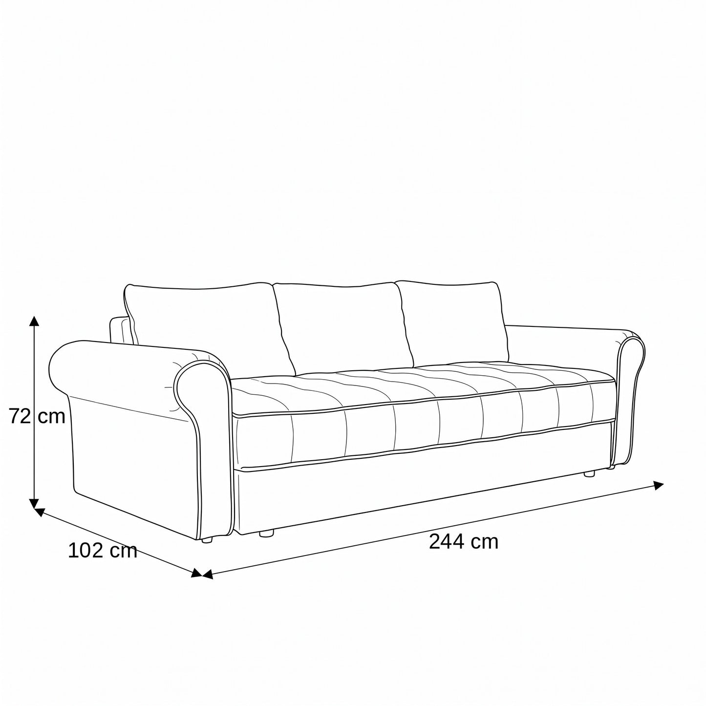 Canapea Extensibila Venezia, 3 Locuri, Lada Depozitare, Maro, 244 Cm