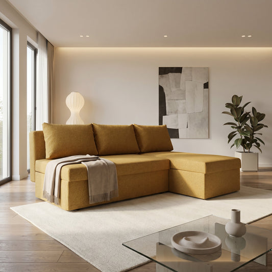 Coltar Extensibil Cu Lada, Blue Interschimbabil Stanga/Dreapta, Galben ICON 45, 220 X 80 X 155 Cm