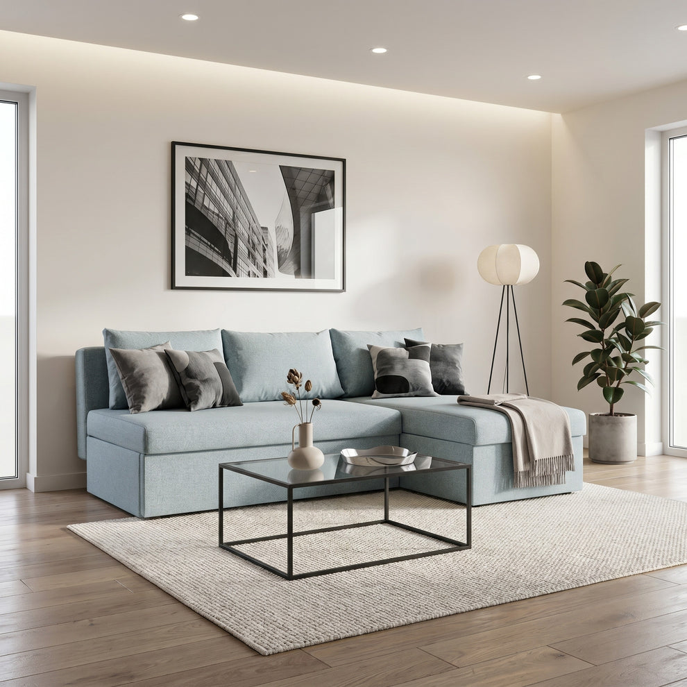 Coltar Extensibil Cu Lada, Blue Interschimbabil Stanga/Dreapta, Icon 84, 220 X 80 X 155 Cm