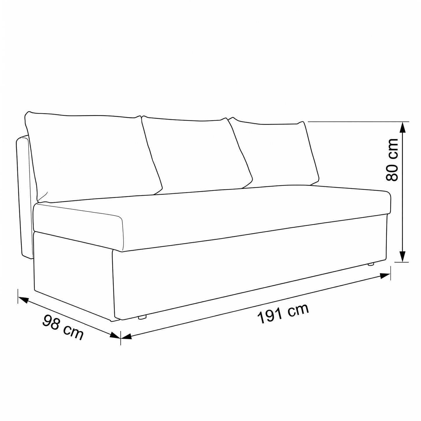 Canapea Extensibila Blue, Cu Lada Depozitare, 3 Locuri, Luis 68, 191 Cm