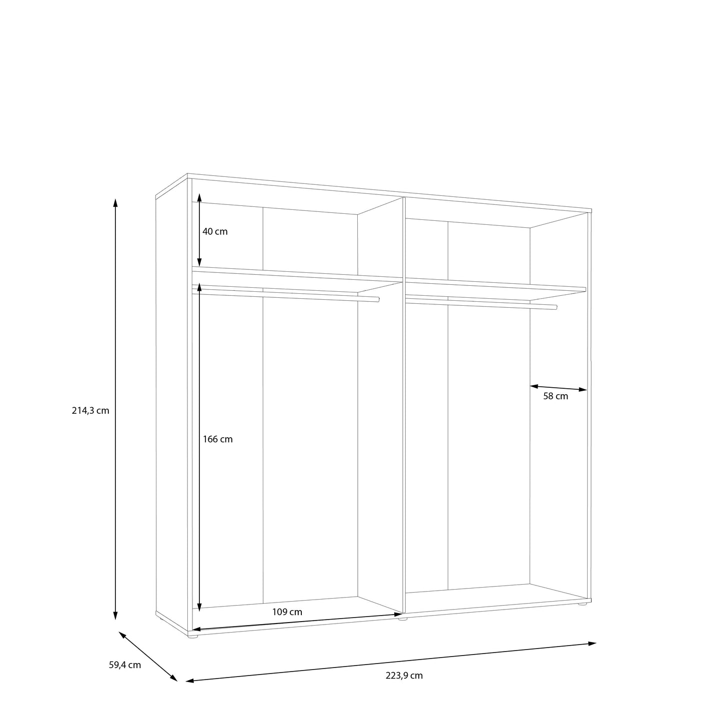 Dulap 4 Usi Ronin, Bare de haine, Casmere Si Stejar Artizan, 223.9 Cm