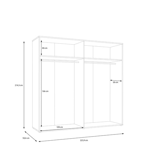 Dulap 4 Usi Ronin, Bare de haine, Casmere Si Stejar Artizan, 223.9 Cm