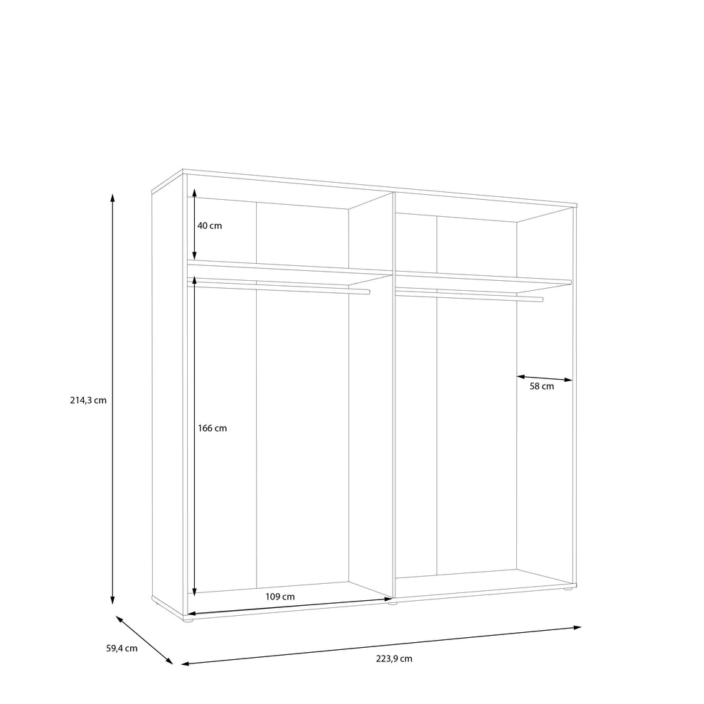 Dulap 4 Usi Ronin, Bare de haine, Casmere Si Stejar Artizan, 223.9 Cm