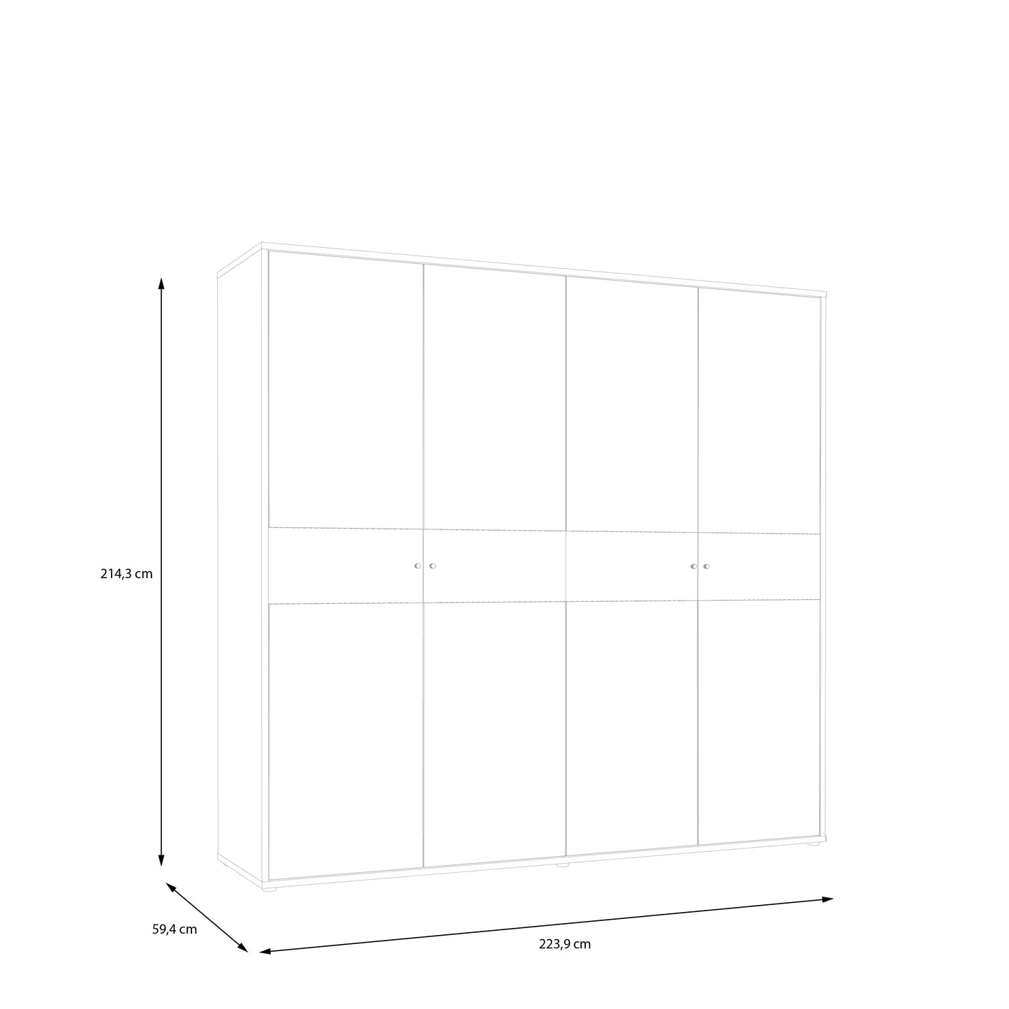 Dulap 4 Usi Ronin, Bare de haine, Casmere Si Stejar Artizan, 223.9 Cm