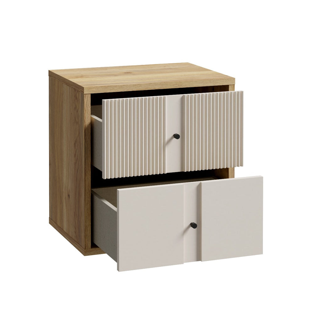 Noptiera 2 Sertare  Ronin, Stejar Mauvella Si Sand, 54.8 Cm