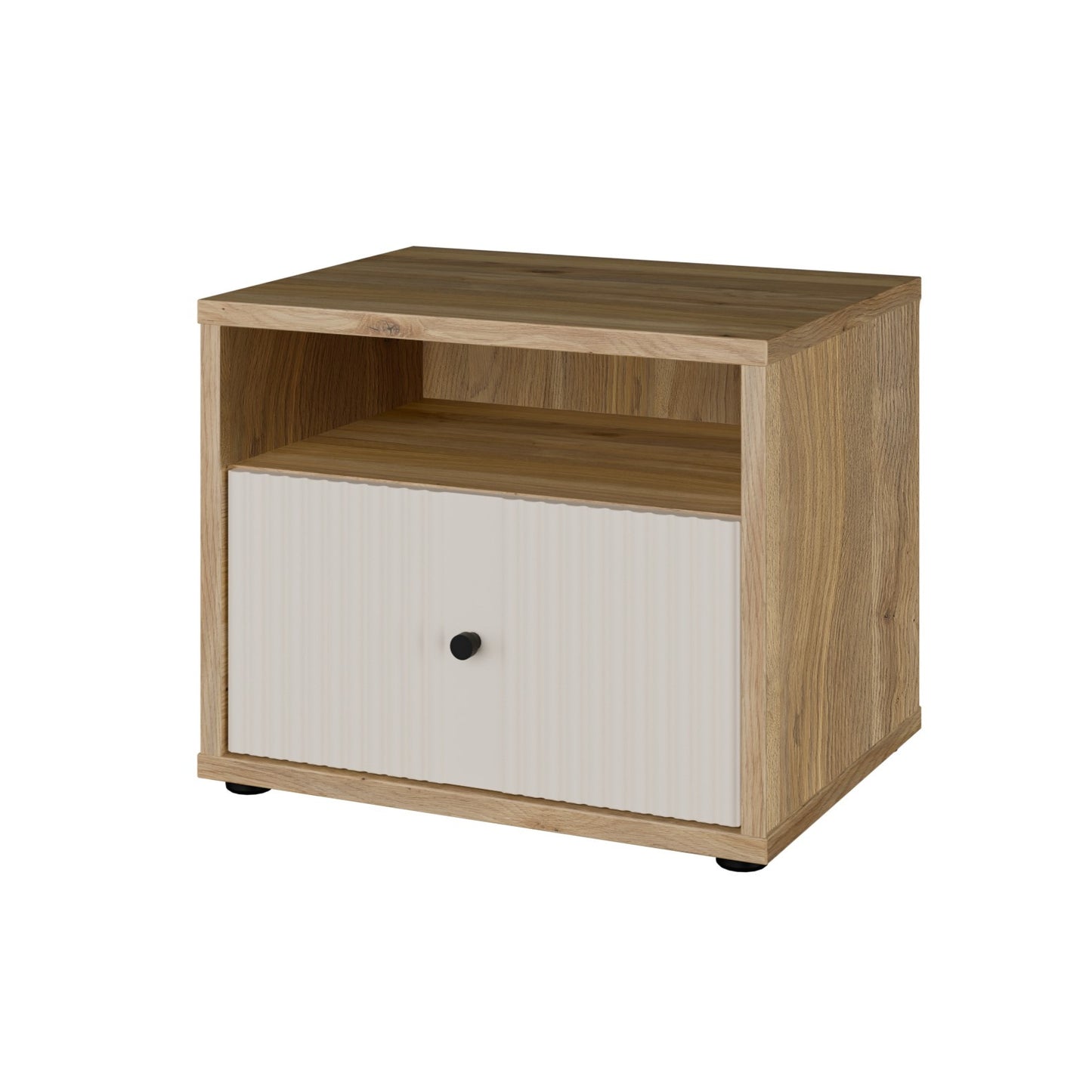 Noptiera 1 Sertar Ronin, Stejar Mauvella Si Sand, 54.8 Cm