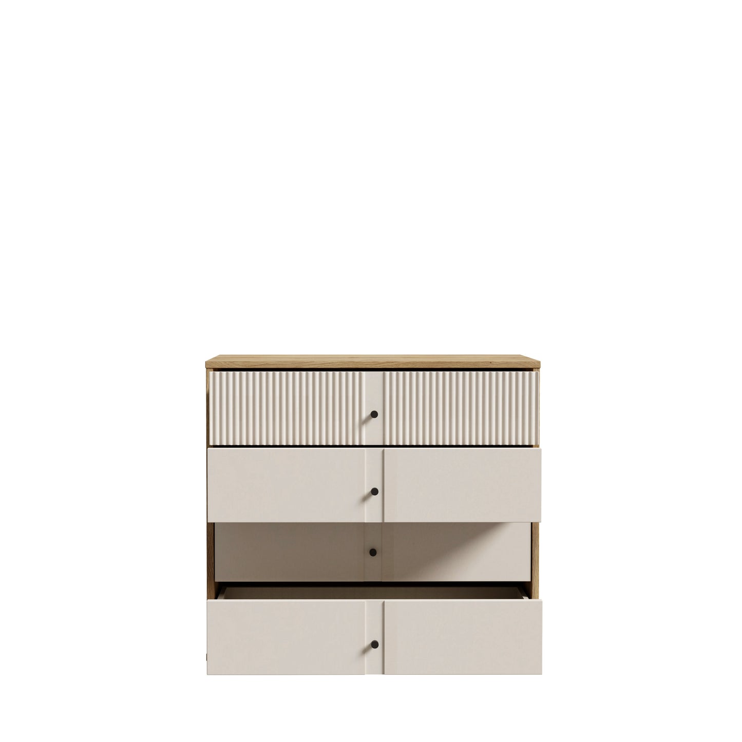 Comoda Ronin 4 Sertare, Stejar Mauvella Si Sand, 104.8 Cm