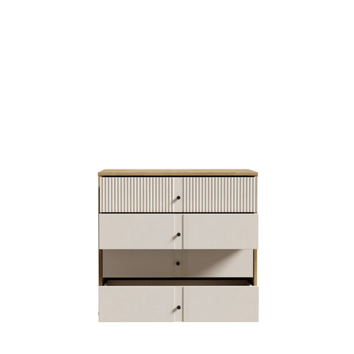 Comoda Ronin 4 Sertare, Stejar Mauvella Si Sand, 104.8 Cm