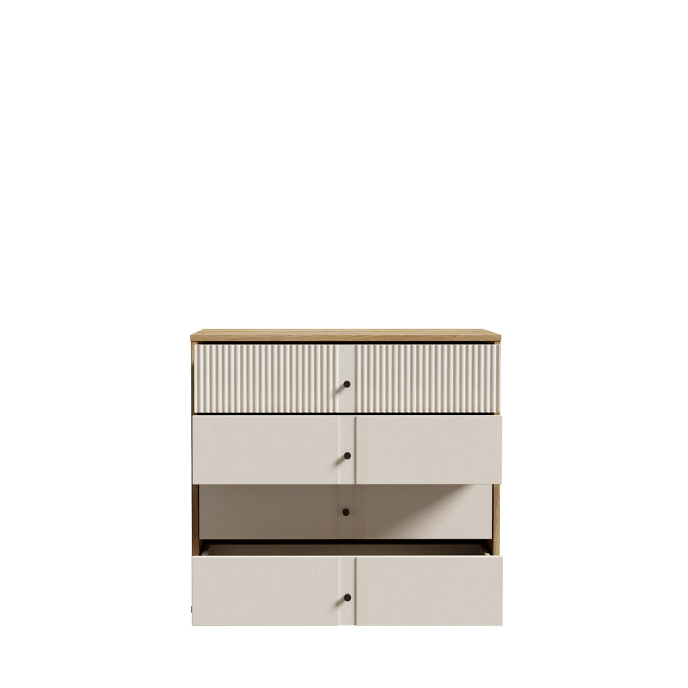 Comoda Ronin 4 Sertare, Stejar Mauvella Si Sand, 104.8 Cm