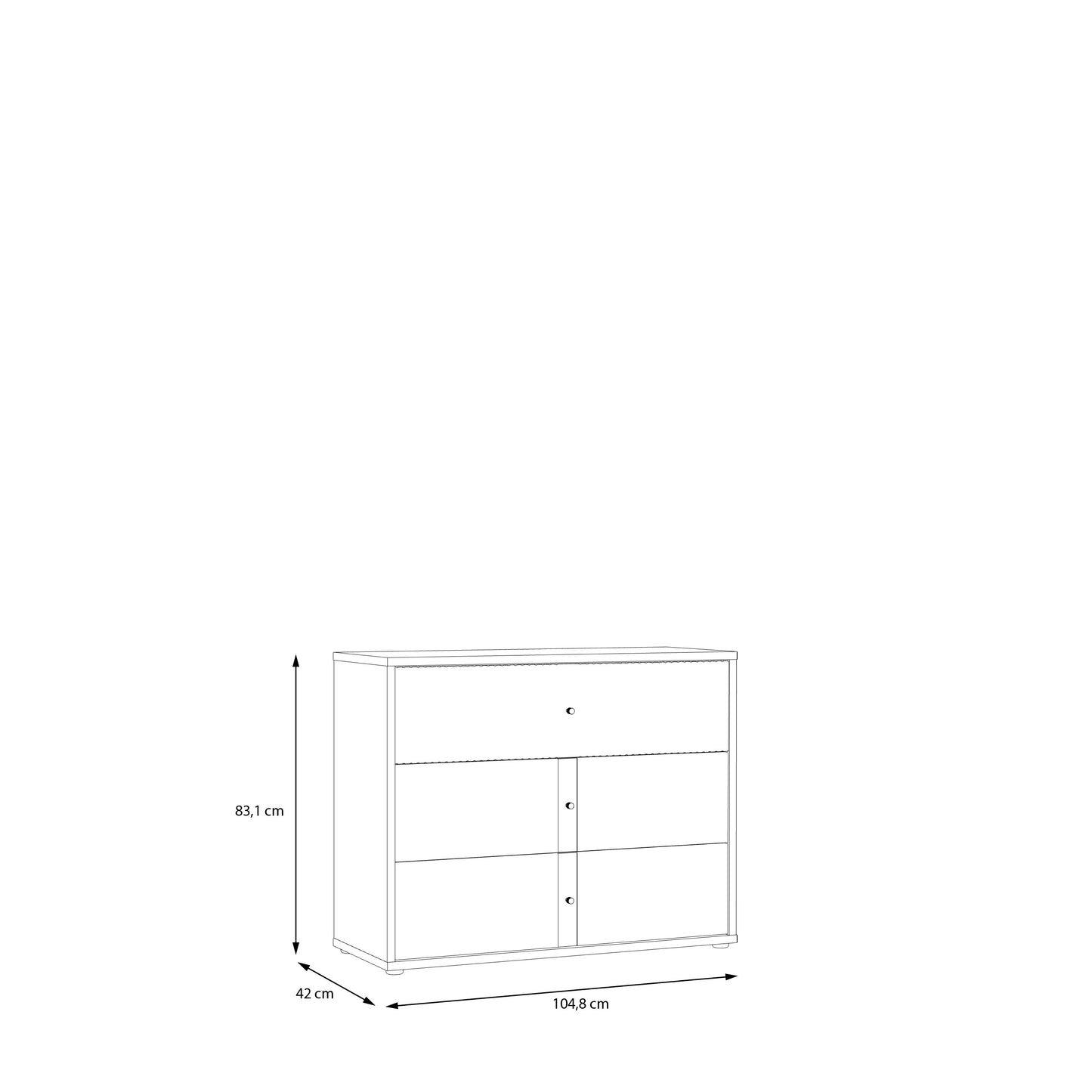Comoda Cu 3 Sertare Ronin, Stejar Mauvella Si Sand, 104.8 Cm
