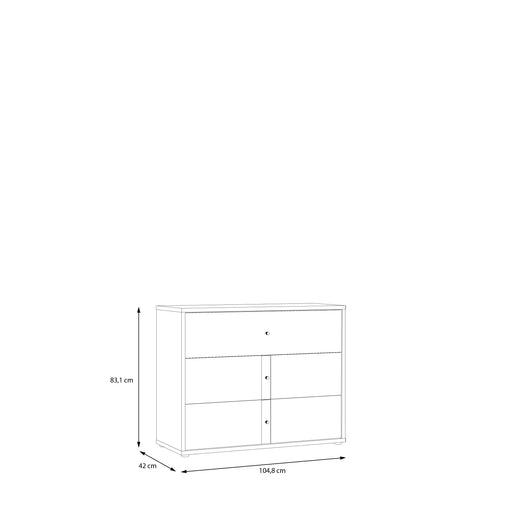 Comoda Cu 3 Sertare Ronin, Stejar Mauvella Si Sand, 104.8 Cm