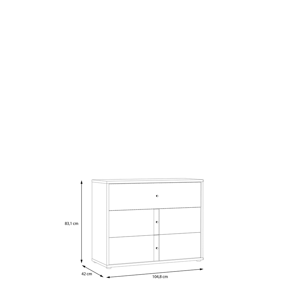 Comoda Cu 3 Sertare Ronin, Stejar Mauvella Si Sand, 104.8 Cm