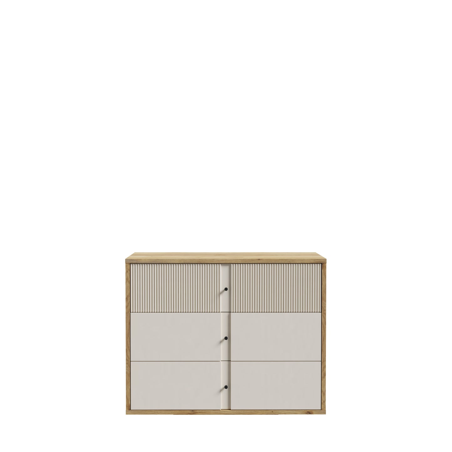 Comoda Cu 3 Sertare Ronin, Stejar Mauvella Si Sand, 104.8 Cm