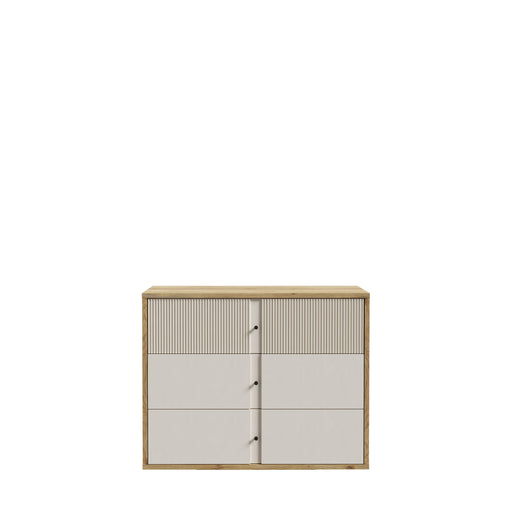 Comoda Cu 3 Sertare Ronin, Stejar Mauvella Si Sand, 104.8 Cm