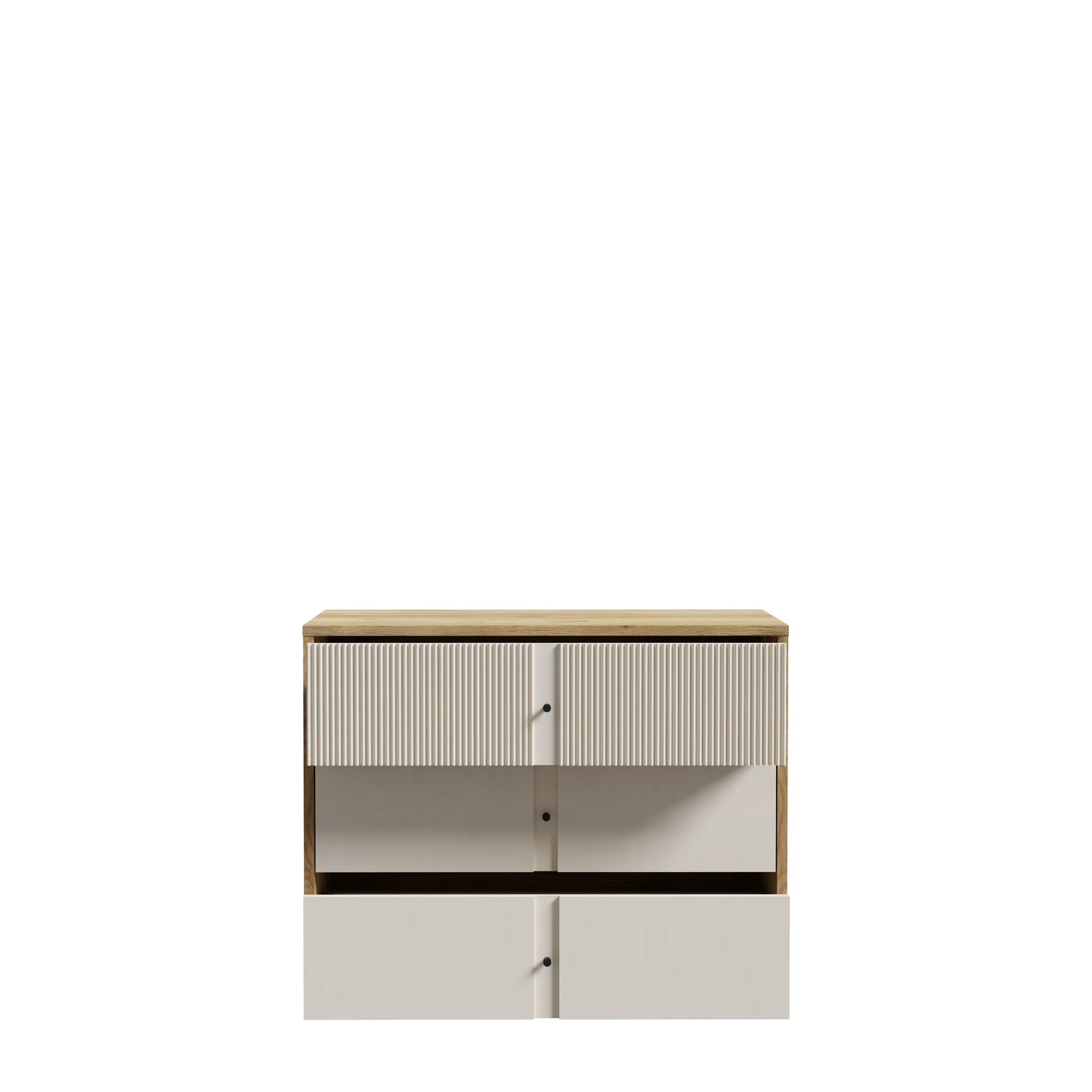 Comoda Cu 3 Sertare Ronin, Stejar Mauvella Si Sand, 104.8 Cm