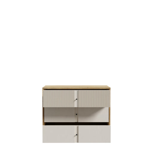 Comoda Cu 3 Sertare Ronin, Stejar Mauvella Si Sand, 104.8 Cm
