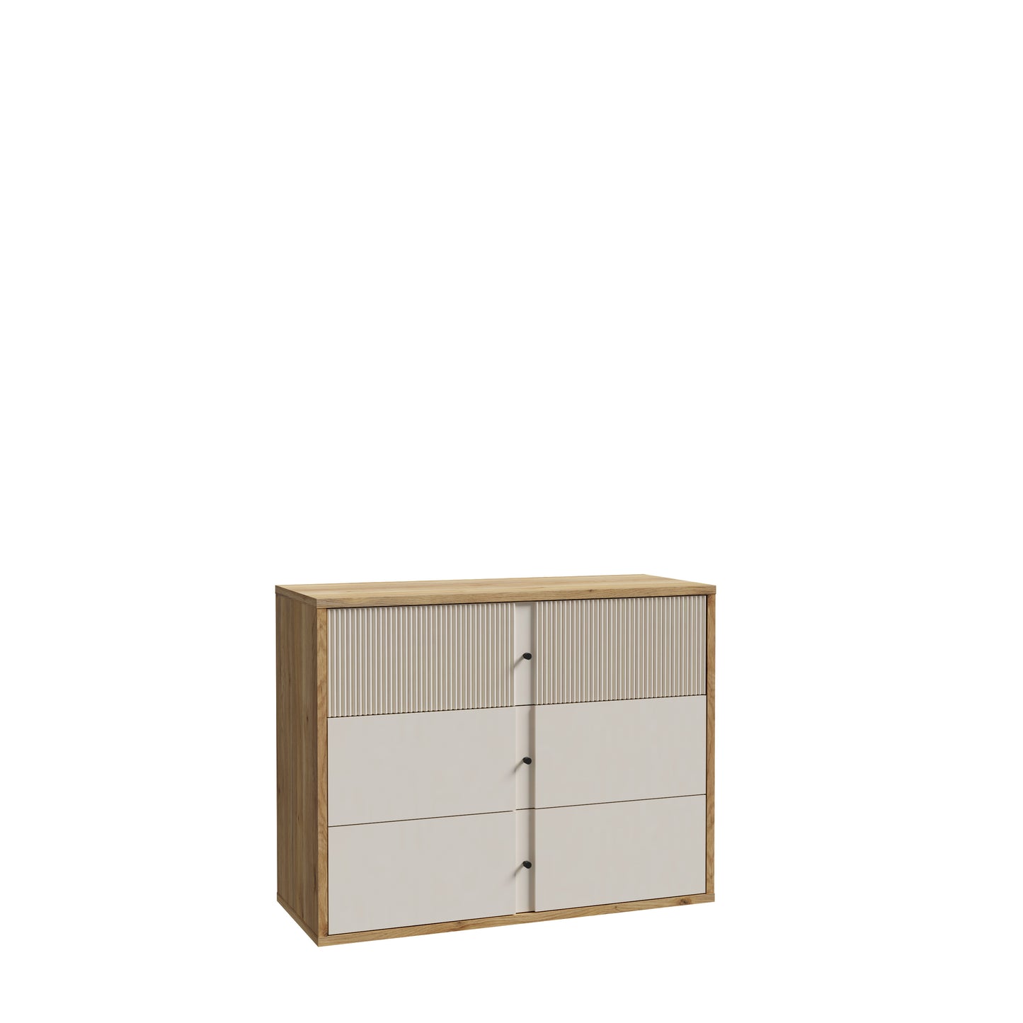 Comoda Cu 3 Sertare Ronin, Stejar Mauvella Si Sand, 104.8 Cm