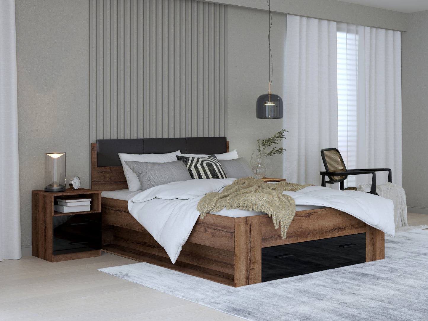 Pat Juwel, Dimensiune Saltea 160 x 200 Cm, Mud oak Black Gloss