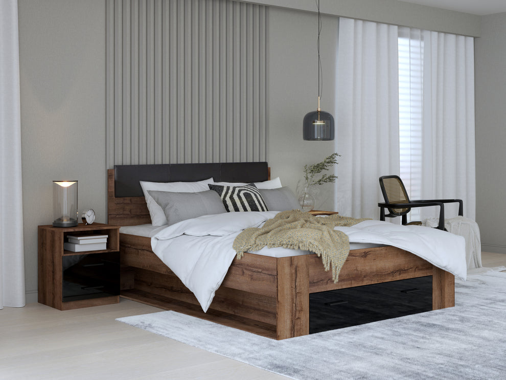 Pat Juwel, Dimensiune Saltea 160 x 200 Cm, Mud oak Black Gloss