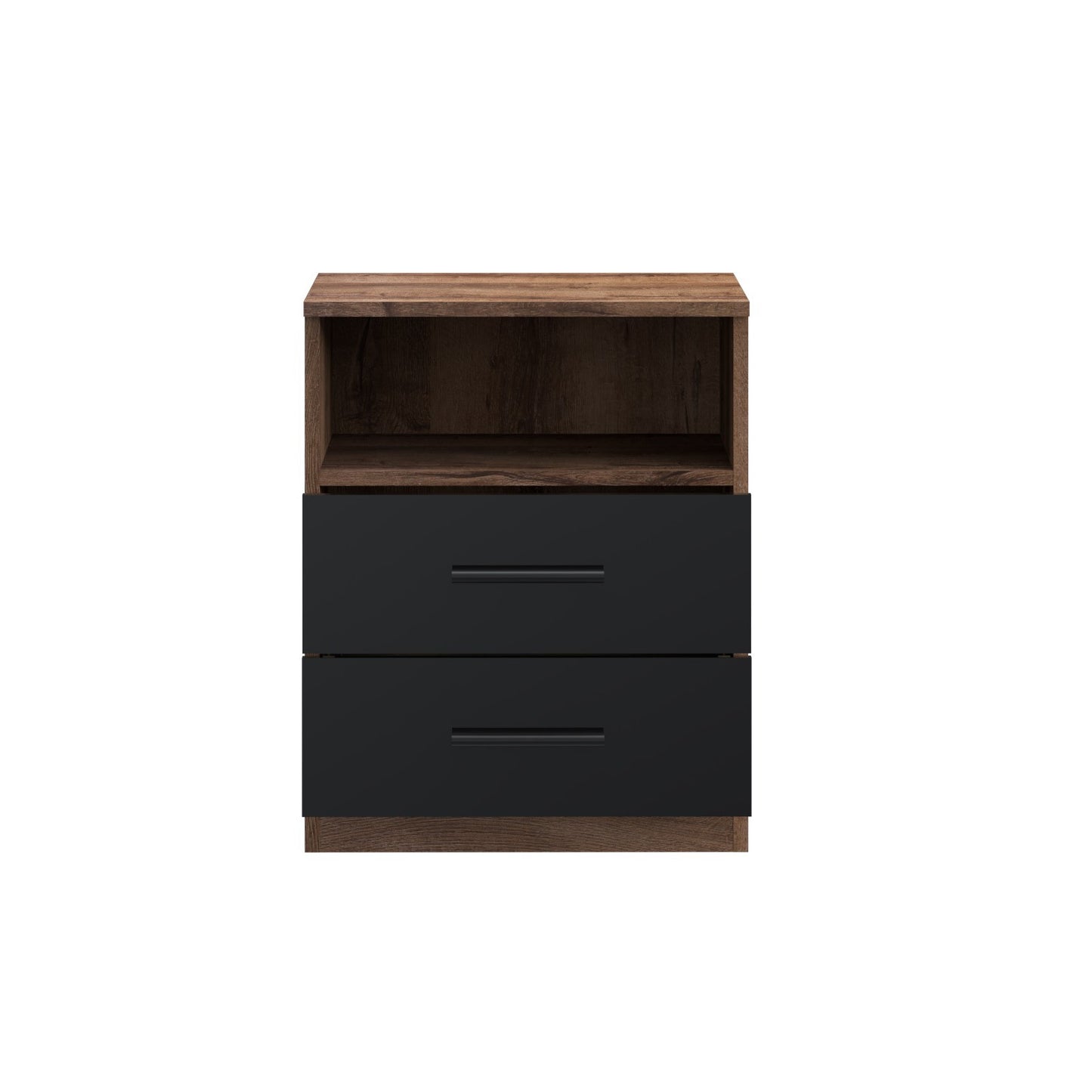 Noptiera Cu 2 Sertare Juwel, Mud oak Black Gloss, 45.1 Cm