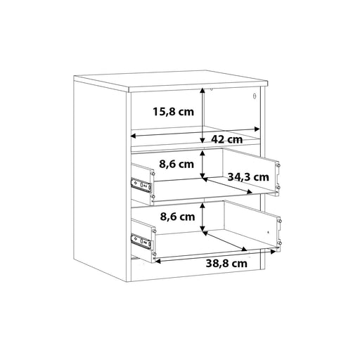 Noptiera Cu 2 Sertare Juwel, Mud oak Black Gloss, 45.1 Cm