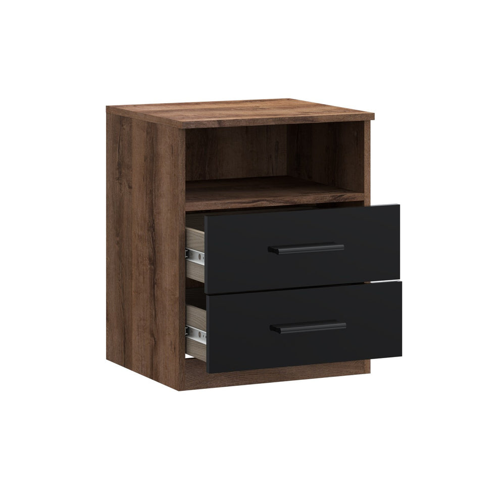 Noptiera Cu 2 Sertare Juwel, Mud oak Black Gloss, 45.1 Cm