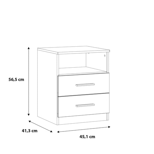 Noptiera Cu 2 Sertare Juwel, Mud oak Black Gloss, 45.1 Cm